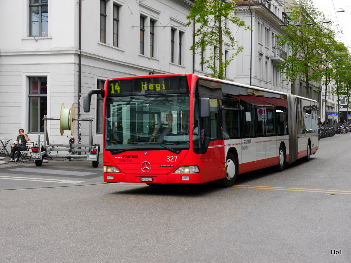 Stadtbus Winterthur - Mercedes Citaro Nr.327  ZH 489327 unterwegs auf der Linie 14 in Winterthur am 11.05.2016