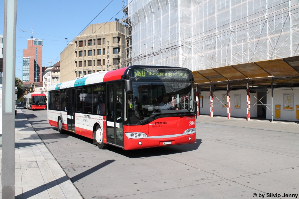 Stadtbus Winterthur Nr. 284 (Solaris Urbino 12) am 2.8.2013 beim Winterthurer Hauptbahnhof