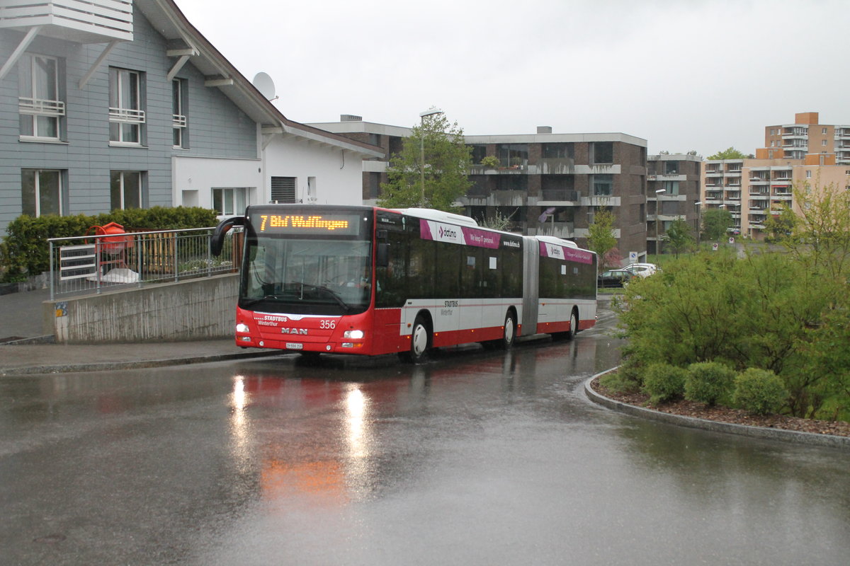 Stadtbus Winterthur Nr. 356 (MAN A40 Lion's City GL) am 4.5.2019 kurz vor der Endstation Bahnhof Wülflingen