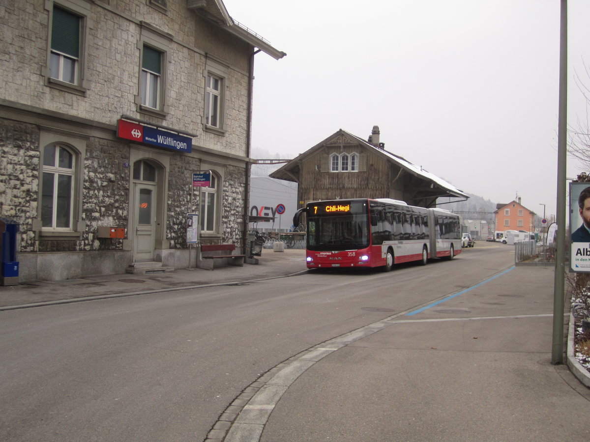 Stadtbus Winterthur Nr. 358 (MAN A40 Lion's City GL) am 5.2.2019 beim Bhf. Wülflingen