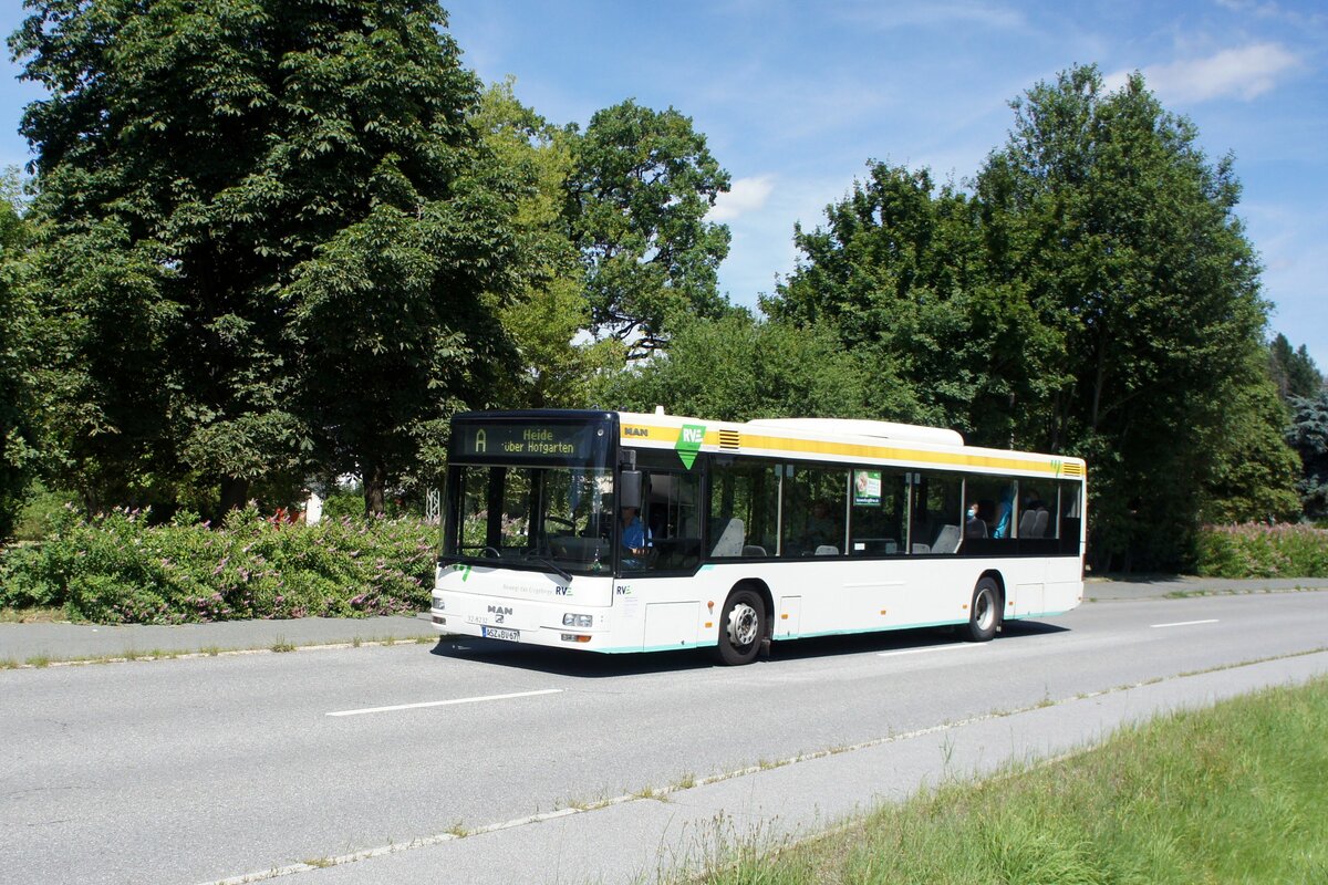 Stadtverkehr Schwarzenberg / Stadtbus Schwarzenberg / Bus Erzgebirge: MAN NL (ASZ-BV 67) der RVE (Regionalverkehr Erzgebirge GmbH), aufgenommen im Juli 2021 im Stadtgebiet von Schwarzenberg / Erzgebirge.