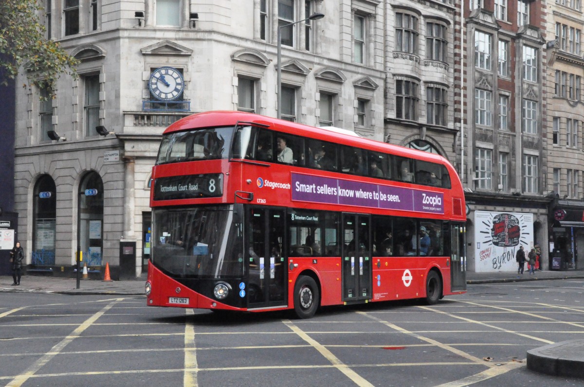 Stagecoach, London. Wrightbus New Routemaster (Nr.LT263) in Holborn. (14.11.2014)