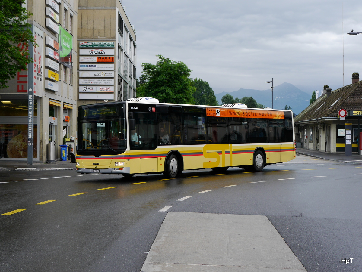 STI - MAN Lion`s City  Nr.111  BE 700111 unterwegs auf der Linie 3 in Thun am 21.06.2015