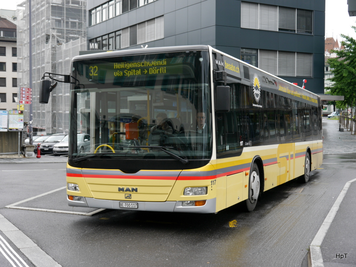 STI - MAN Lion`s City Nr.117  BE 700117 unterwegs auf der Linie 32 in Thun am 21.06.2015