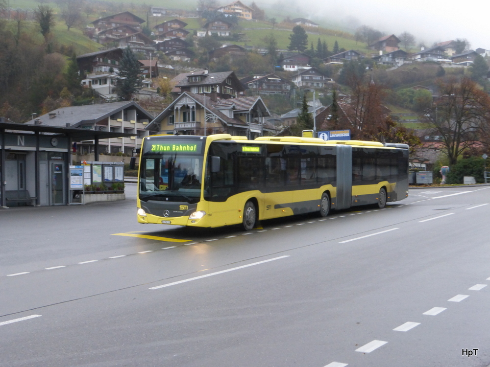 STI - Mercedes Citaro  Nr.170  BE  752170 unterwegs auf der Linie 21 in Gunten am 01.12.2014