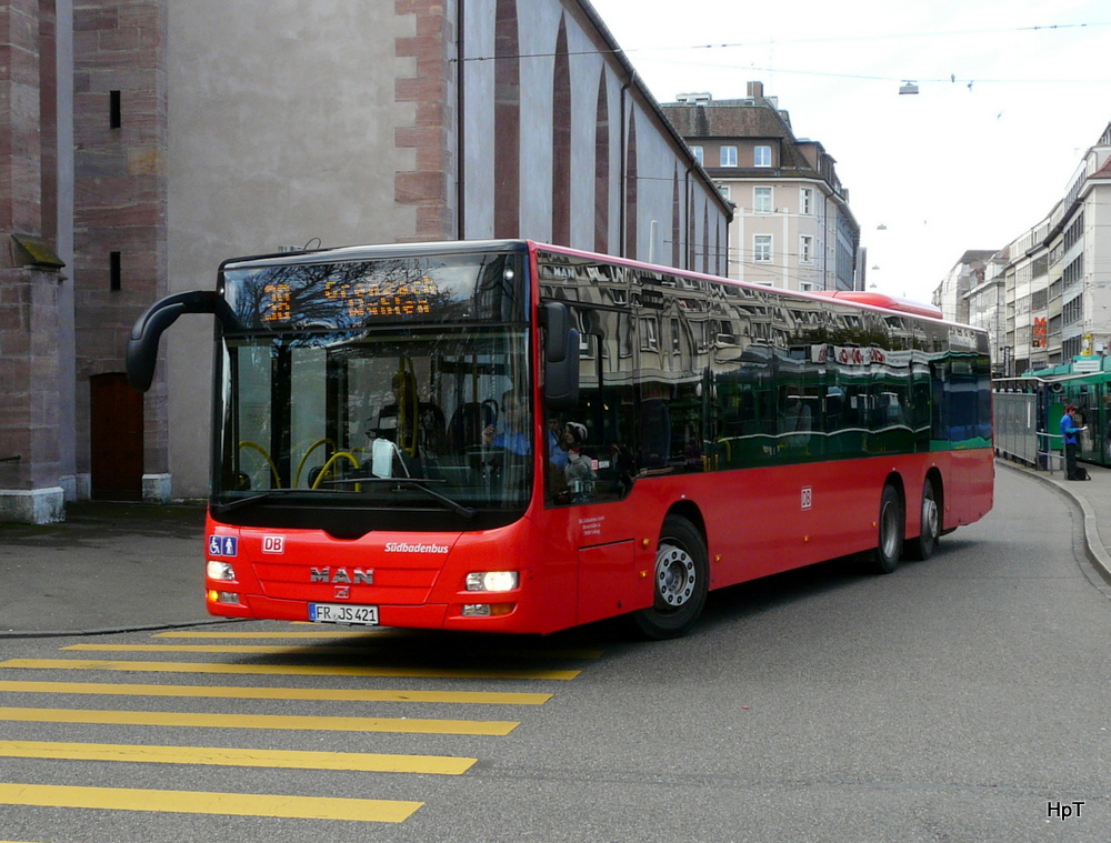 Südbadenbus - MAN Lion`s City  FR.JS 421 unterwegs in der Stadt Basel am 09.11.2013