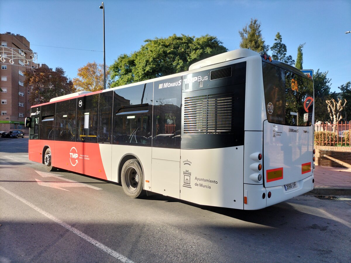 TMP Transporte de Murcia y Pedanias, Mercedes-Benz Conecto LF II, Wagen 3762, Aufnahme vom 22.12.2022