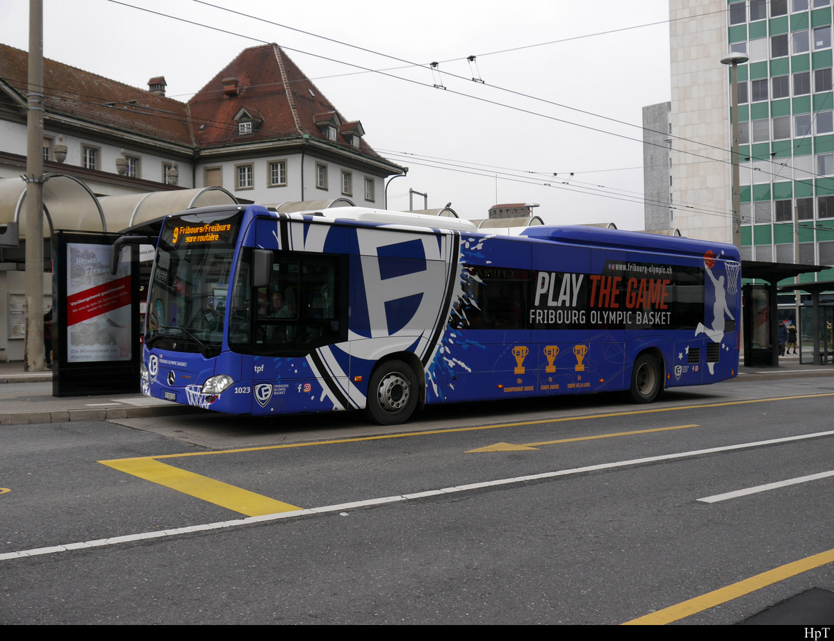 tpf - Mercedes Citaro Nr.1023  FR 300336 unterwegs auf der Linie 9 in der Stadt Freiburg am 19.12.2020