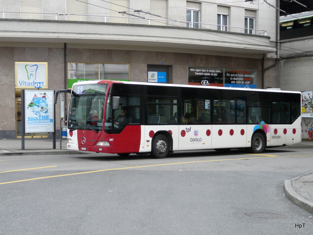 tpf - Mercedes Citaro Nr.384 FR 300432 unterwegs beim im Bahnhof von Fribourg am 01.03.2014