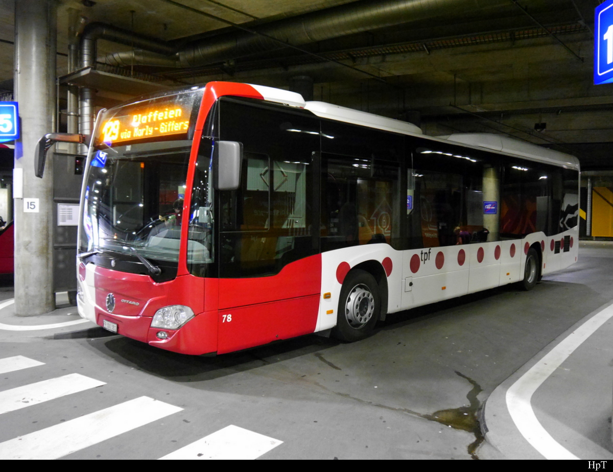 tpf - Mercedes Citaro  Nr.72  FR  300381 im Busbahnhof der tpf unter dem SBB Bahnhof in Fribourg am 14.07.2018