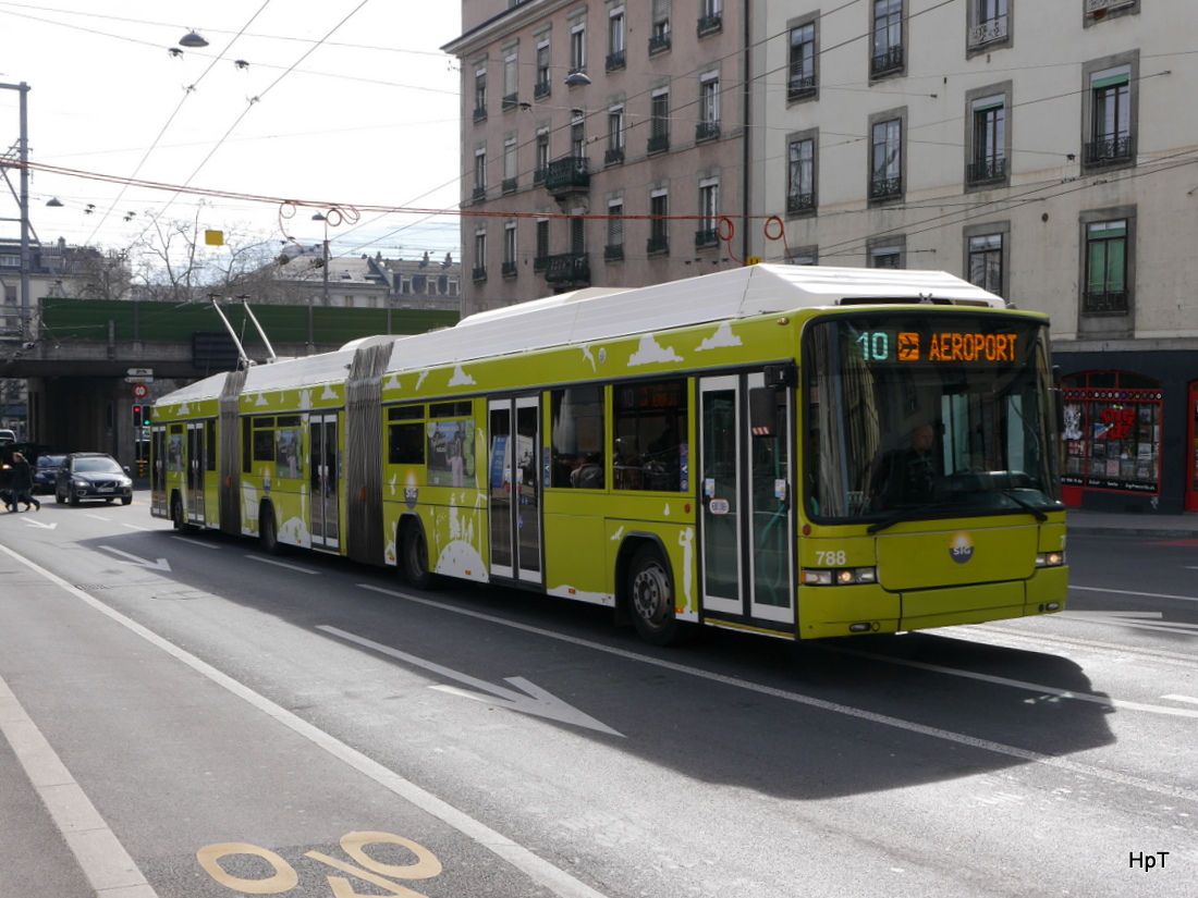 TPG - Hess Trolleybus 788 unterwegs auf der Linie 10 in Genf am 08.03.2015