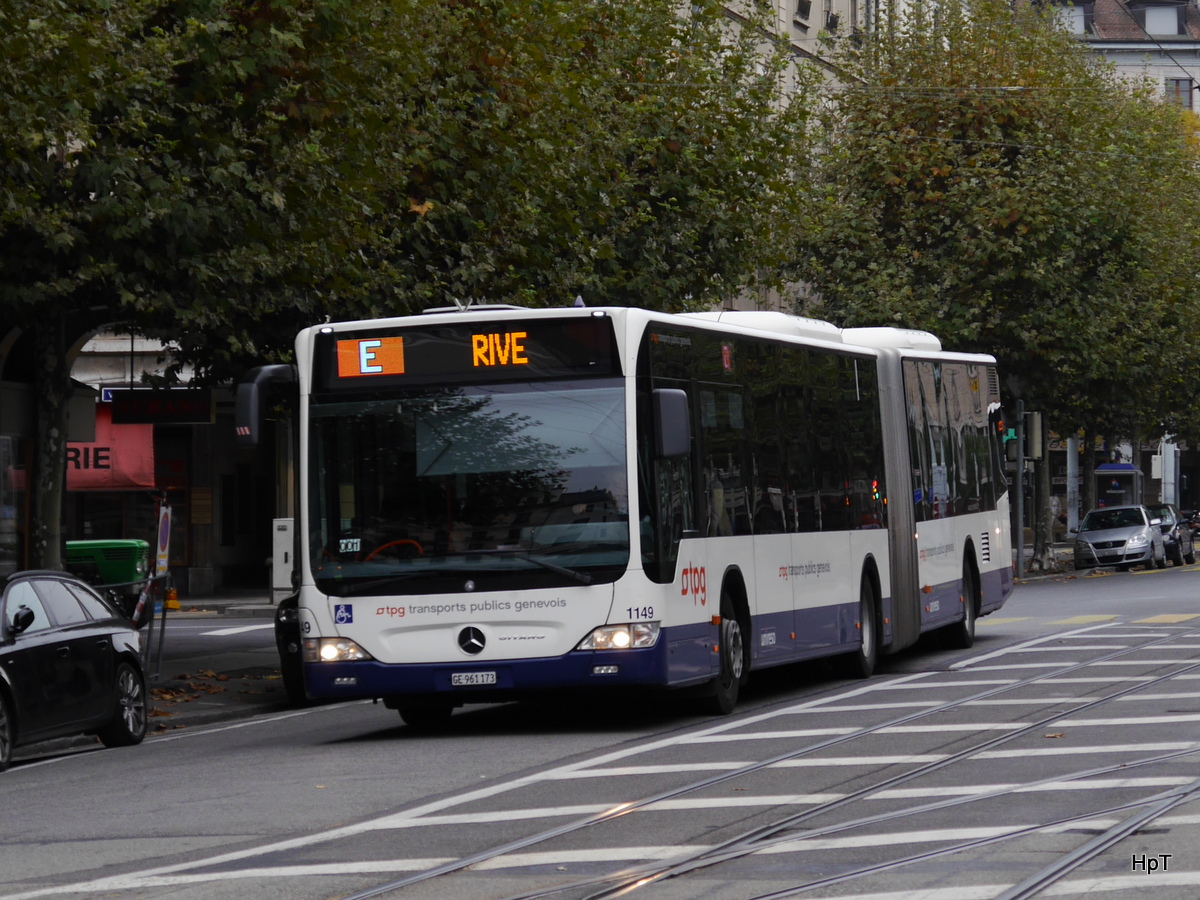 tpg - Mercedes Citaro Nr.1149  GE  960899 unterwegs auf der Linie E  RIVE in der Stadt Genf am 01.11.2015