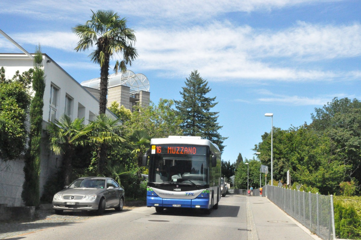 TPL, Lugano. Scania/Hess K280UB (Nr.201) in Breganzona, Biogno. (30.6.2014)