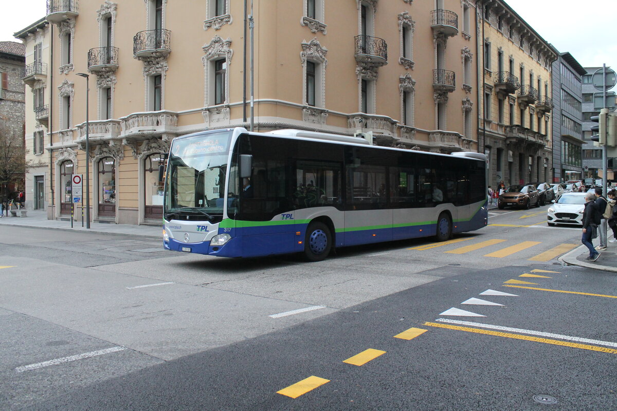 tpl Nr. 317 (Mercedes Citaro C2 O530) am 21.10.2023 in Lugano, Centro