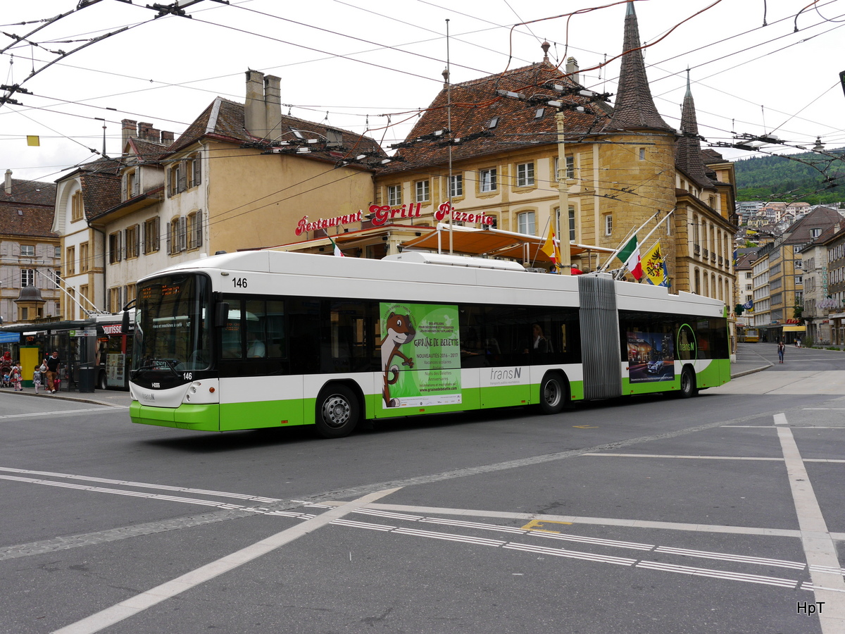 TransN - Trolleybus Nr.146 unterwegs auf der Linie 101 in den Strassen von Neuchâtel am 22.05.2016
