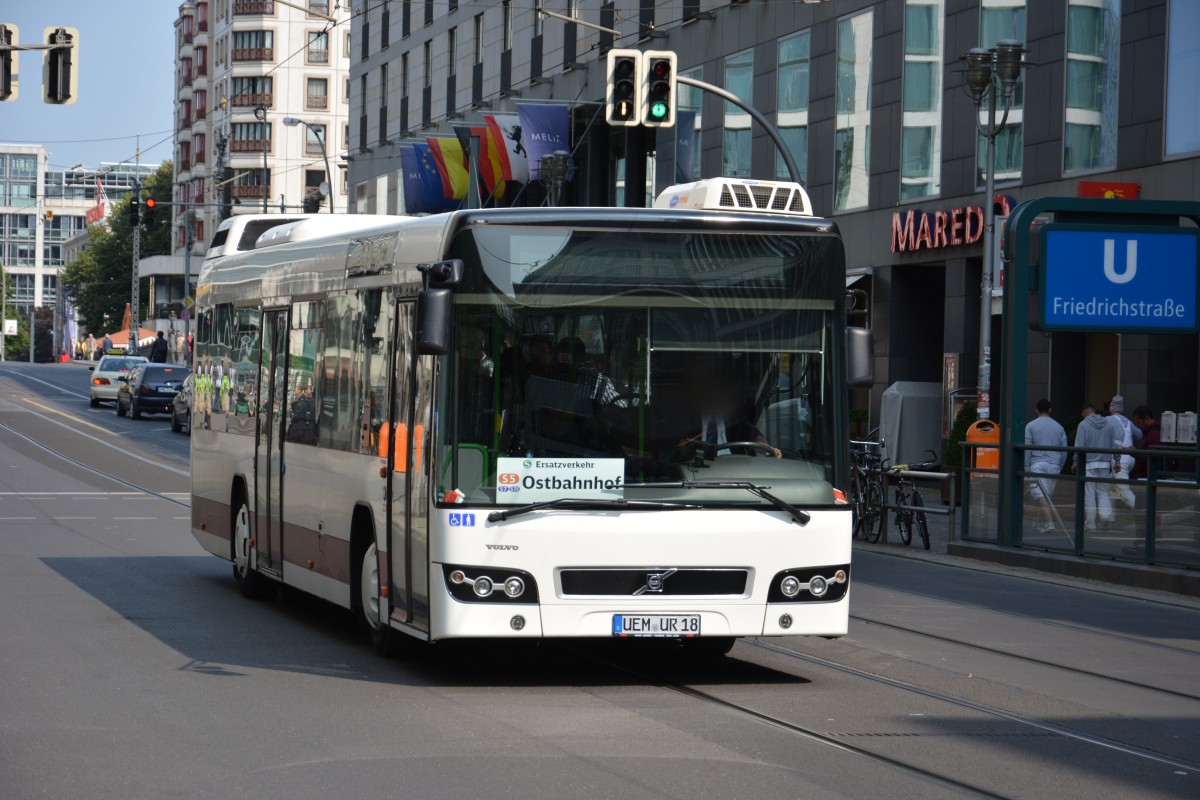 UEM-UR 18 (Volvo 7700) ist auch am 21.08.2014 mit dabei beim SEV für die Berliner S-Bahn.
