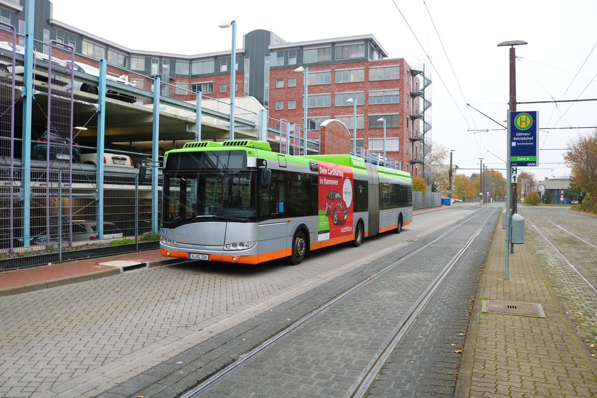 ÜSTRA Solaris Urbino 18 Hybrid am 15.11.19 in Hannover 