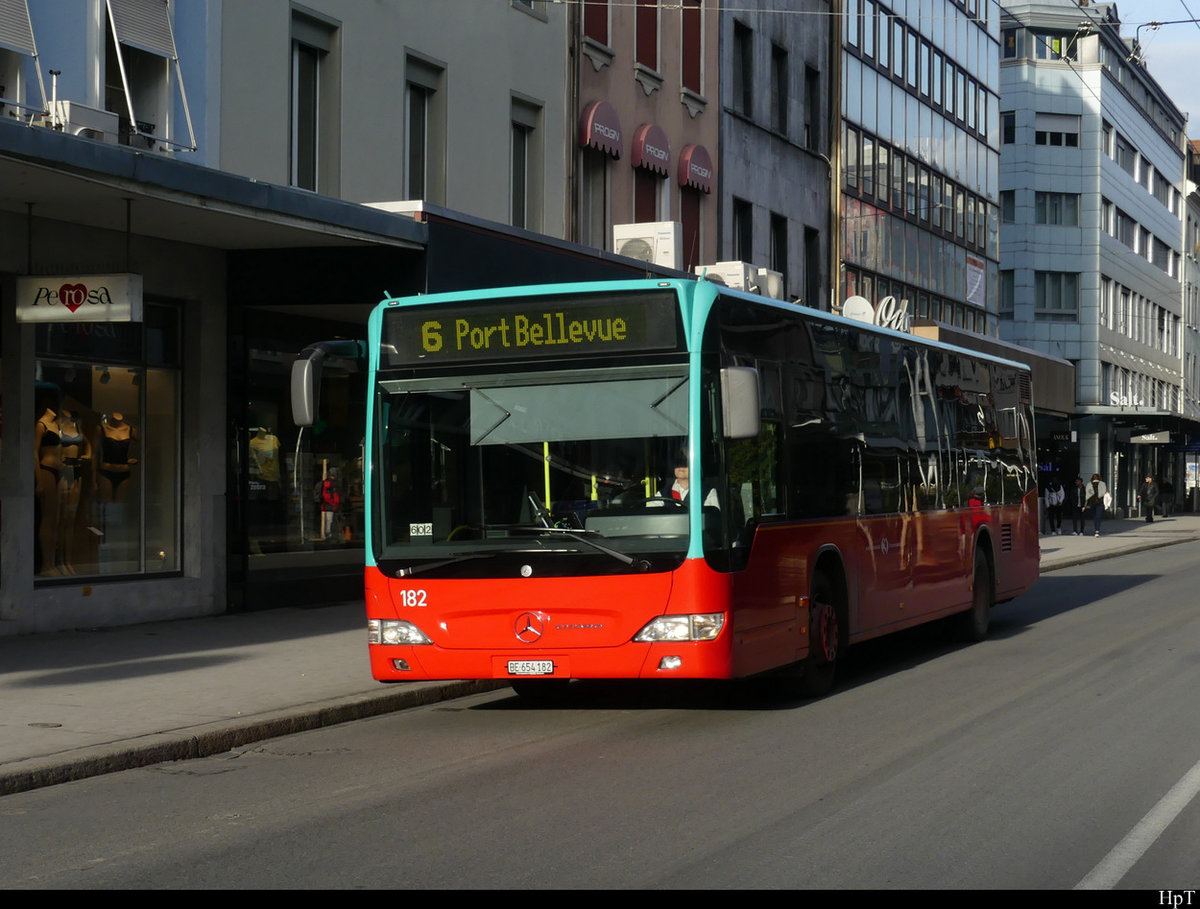 VB Biel - Mercedes Citaro Nr.182 BE 654182 unterwegs in der Stadt Biel am 20.01.2021