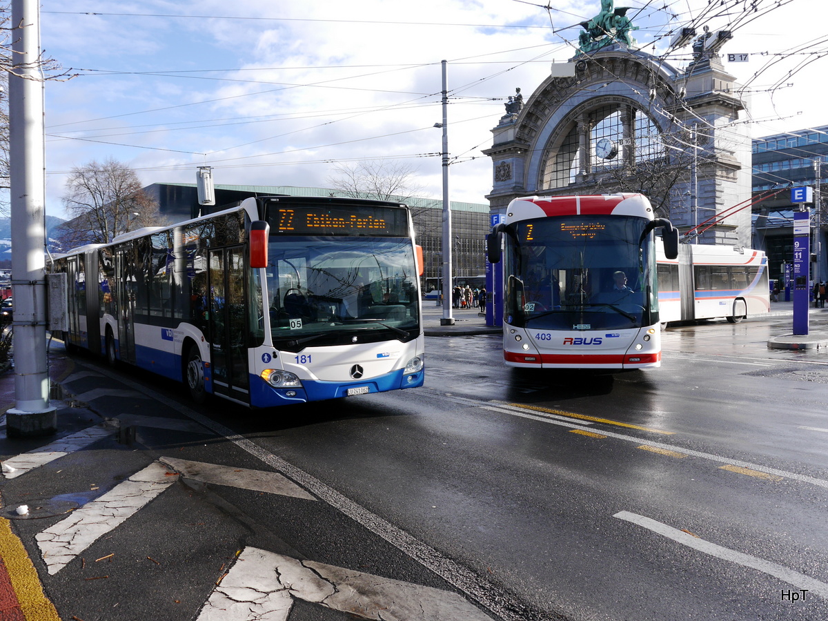 VBL - Mercedes Citaro Nr.181  LU 241062 unterwegs auf der Linie 22 in Luzern am 09.12.2017