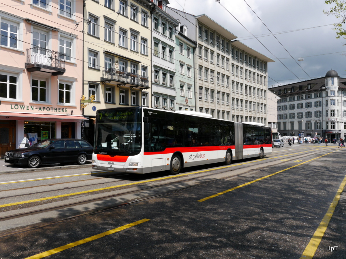 VBSG - MAN Lion`s City Nr.272 SG 198272 unterwegs auf der Linie 7 in der Stadt St. Gallen am 14.05.2016