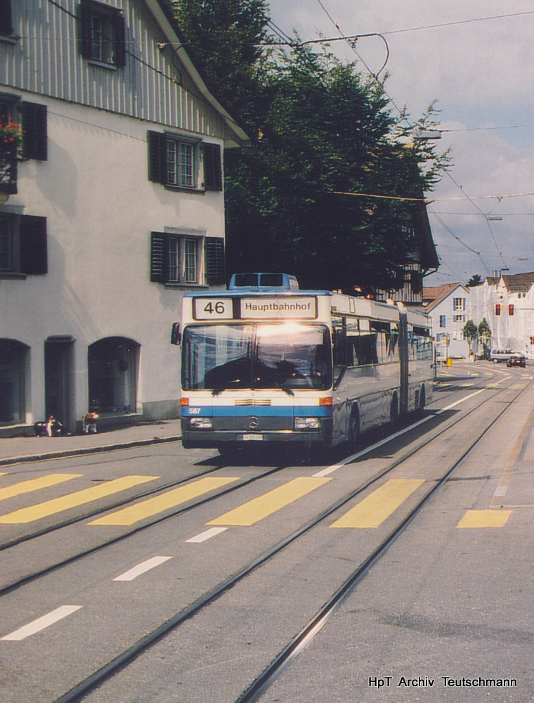 VBZ - Mercedes O 405 GN Nr.587 ZH 540587 unterwegs auf der Linie 46 im September 1994 .. Archiv Teutschmann