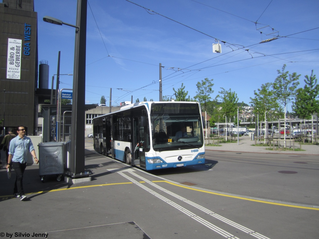 VBZ Nr. 607 (Mercedes CitaroII O530) am 7.5.2015 beim Bhf. Altstetten Nord