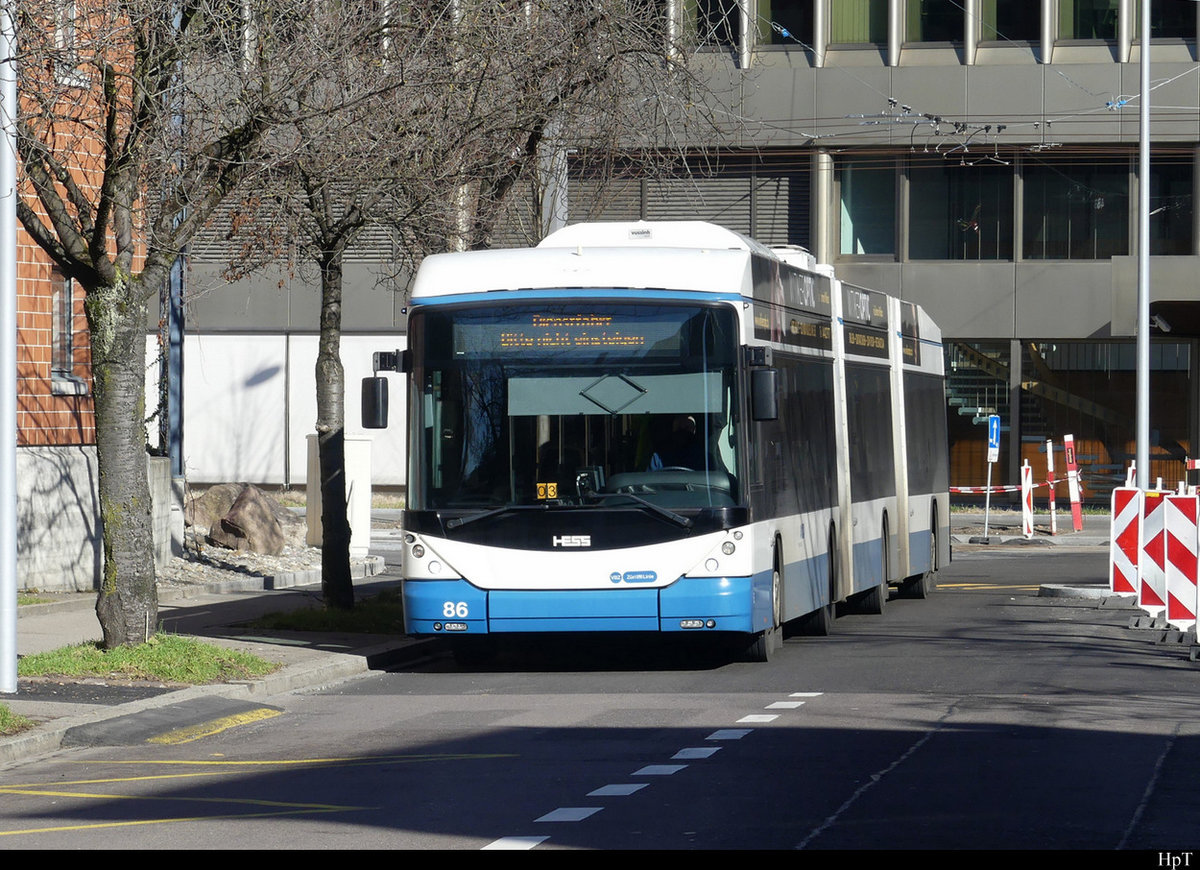 VBZ - Trolleybus Nr.86 in Zürich Altstetten am 21.02.2021