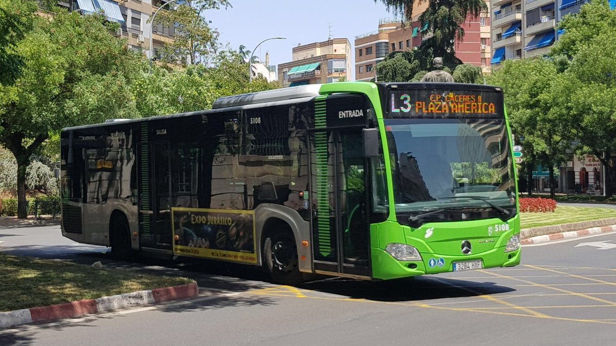 VECTALIA - Mercedes Citaro Nr. 5108 unterwegs in Caceres in der Extremadura in Spanien, am 21.6.17