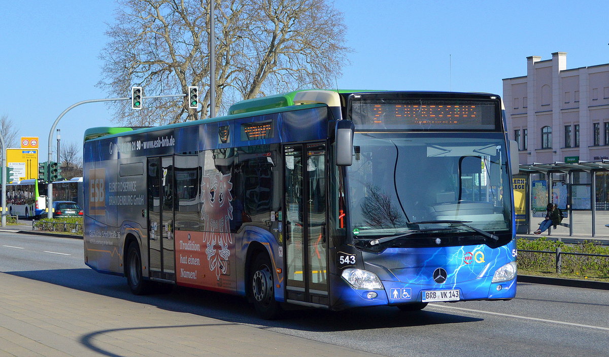 Verkehrsbetriebe Brandenburg an der Havel mit einem Mercedes-Benz Citaro III (Nr. 543) als Expressbuslinie 2 am 23.03.20 Brandenburg Hbf.