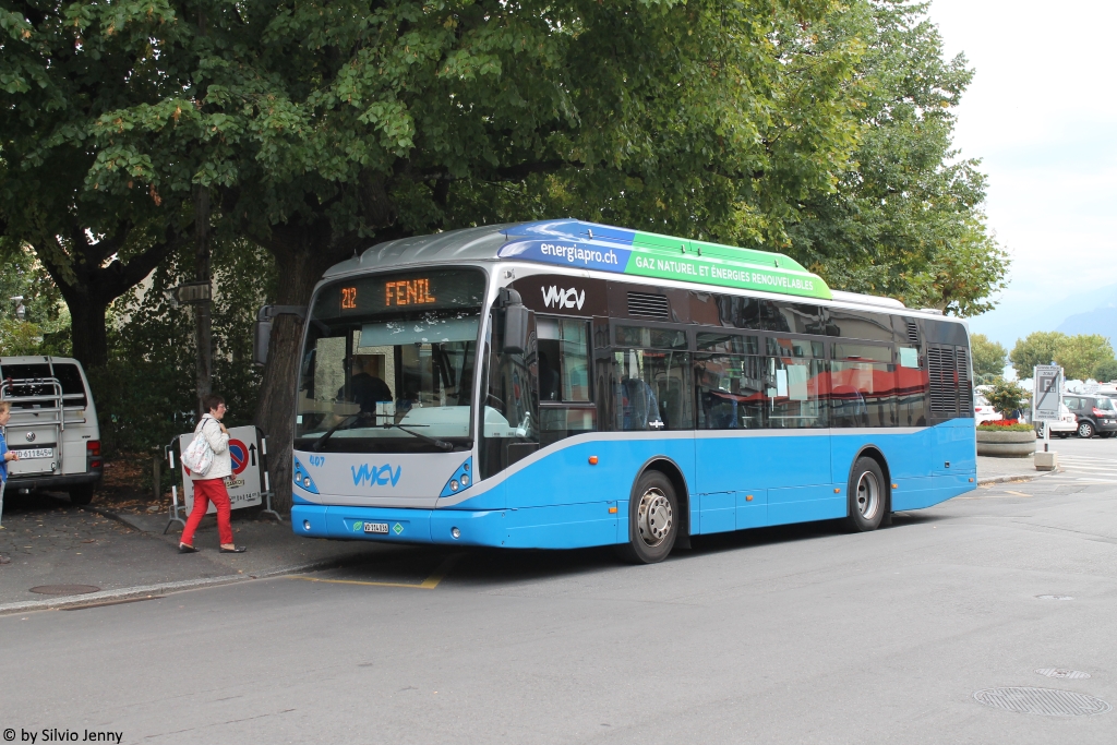 VMCV Nr. 407 (VanHool New A330 CNG) am 2.9.2018 in Vevey, Marché