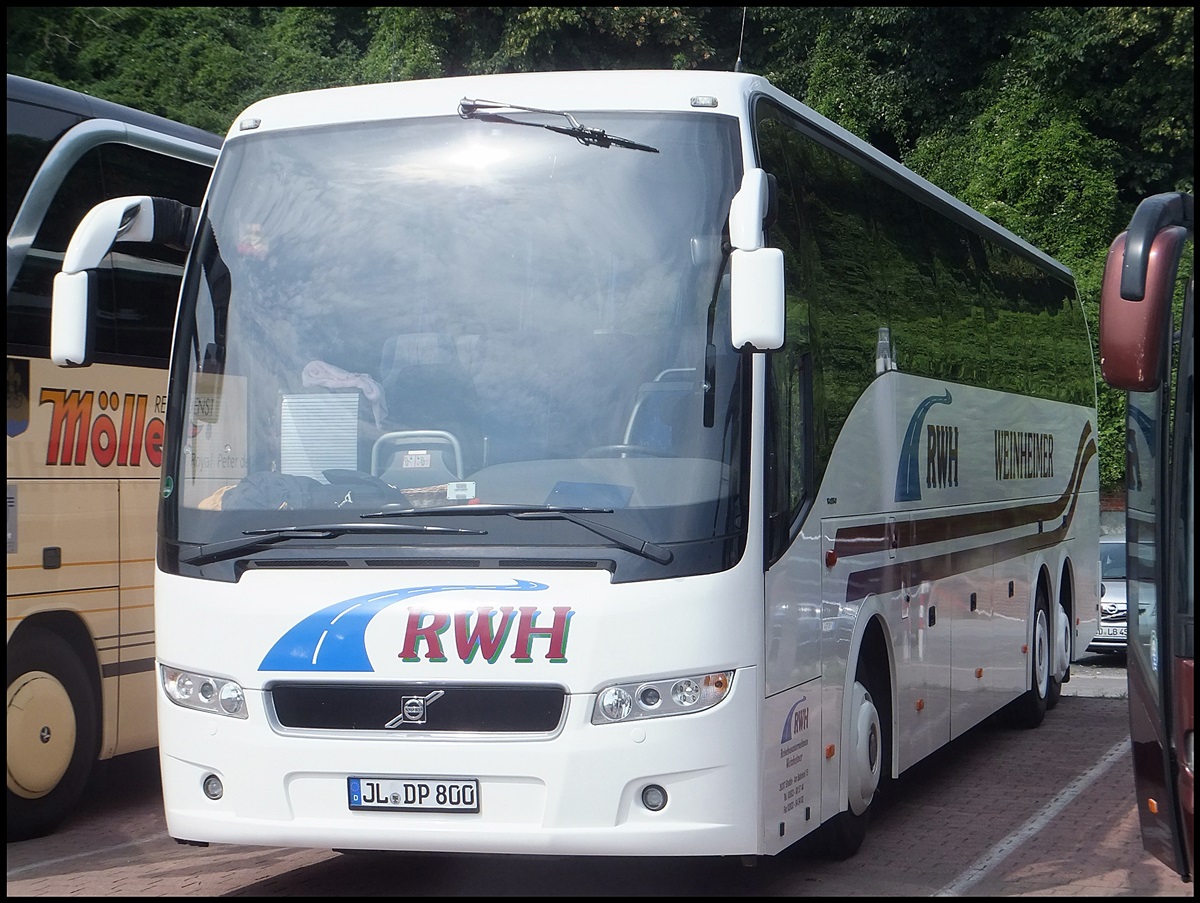 Volvo 9700 von Reisebusunternehmen Weinheimer aus Deutschland im Stadthafen Sassnitz am 17.08.2013