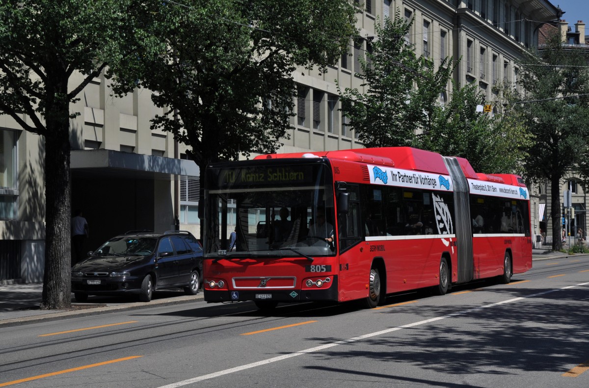 Volvo Bus mit der Betriebsnummer 805 auf der Linie 10 in der Bundesgasse. Die Aufnahme stammt vom 05.08.2013.
