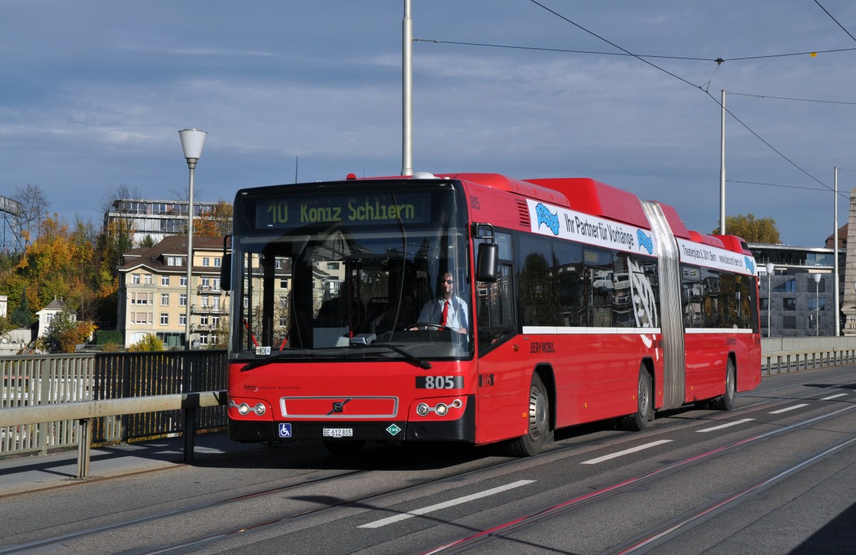 Volvo Bus mit der Betriebsnummer 805 auf der Linie 10 auf der Kornhausbrcke. Die Aufnahme stammt vom 08.11.2013.