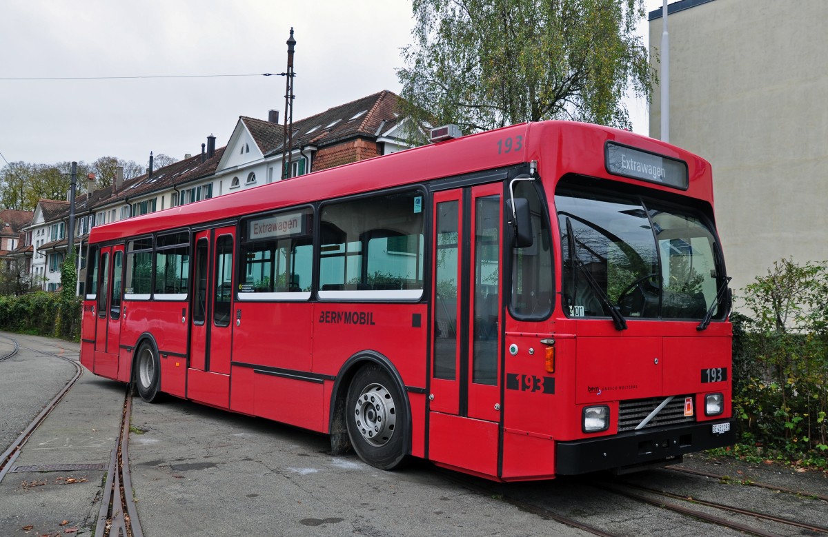 Volvo Oldtimer Bus mit der Betriebsnummer 193 auf dem Hof des Depots Burgerziel. Die Aufnahme stammt vom 08.11.2013.