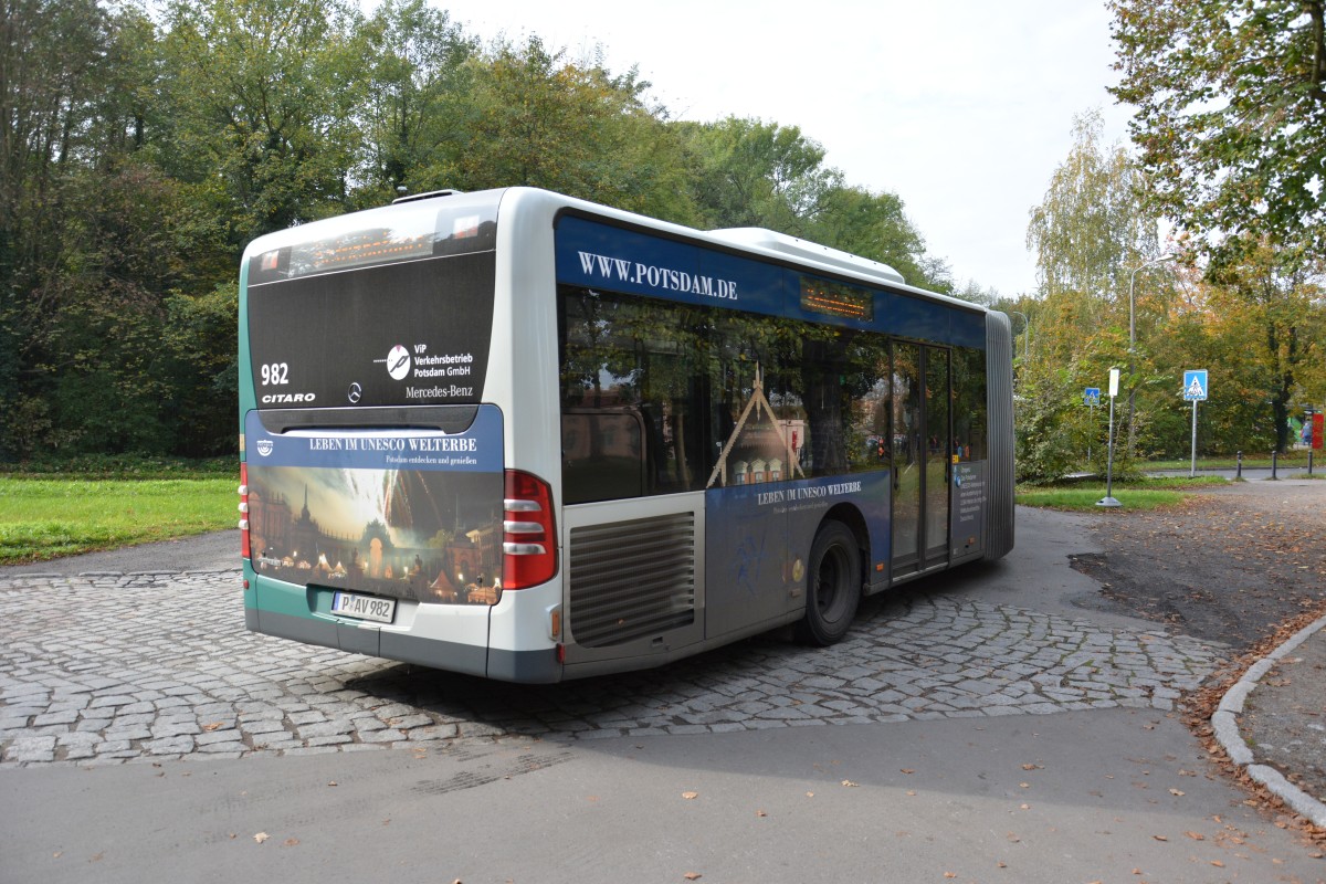 Von der Seite wurde P-AV 982 (Mercedes Benz O530) aufgenommen. Potsdam Neues Palais am 18.10.2014.
