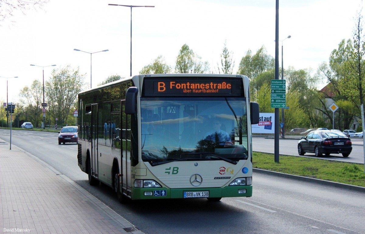 Wagen 538 der VBBr am 16.04.2014 vor dem Brandenburger Hauptbahnhof. (Citaro I)