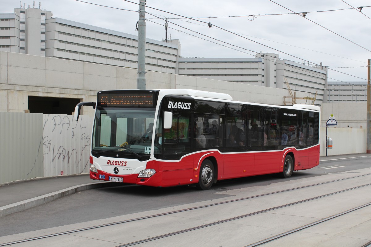 Wien VOR Blaguss Reisen GmbH SEV-Buslinie 67E (Mercedes-Benz Citaro) Alaudagasse am 9. Juli 2014.