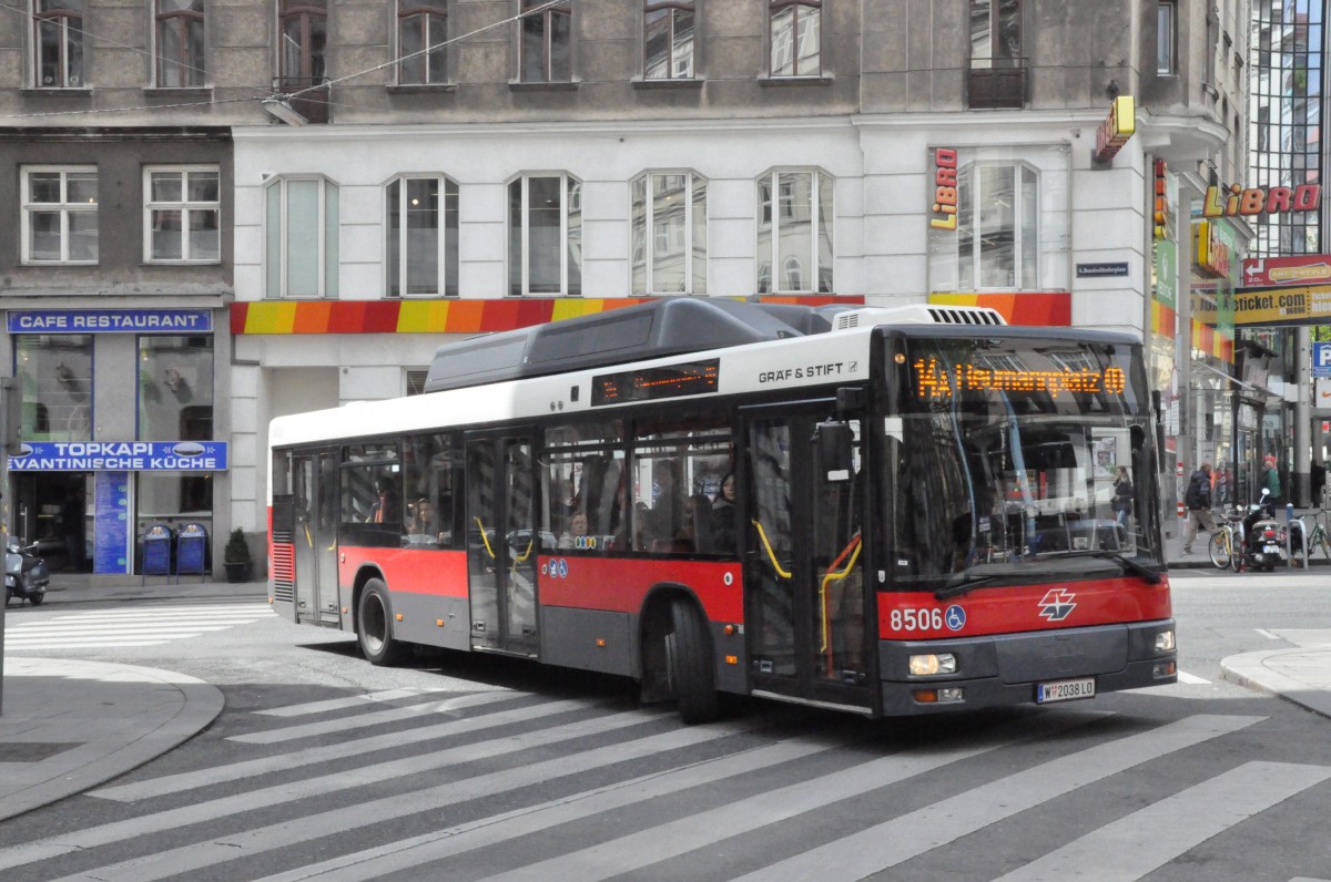 Wiener Linien, Wien. MAN NL243 CNG (Nr.8506) in Wien, Neubaugasse U. (22.4.2014)