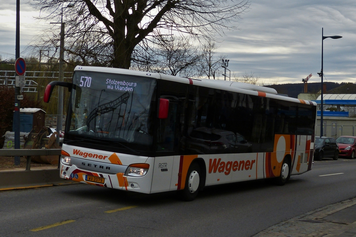 WV 2079 Setra S 416 LE von Voyages Wagener, in neuer Farbgebung, gesehen in Ettelbrück am 16.02.2020.
