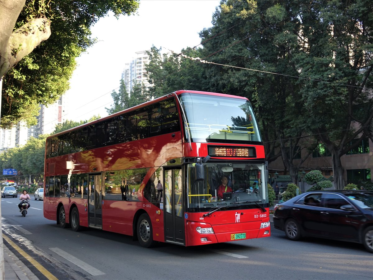 Yutong E12DD electric double decker bus on trolleybus line 107.
Guangzhou Public Transport