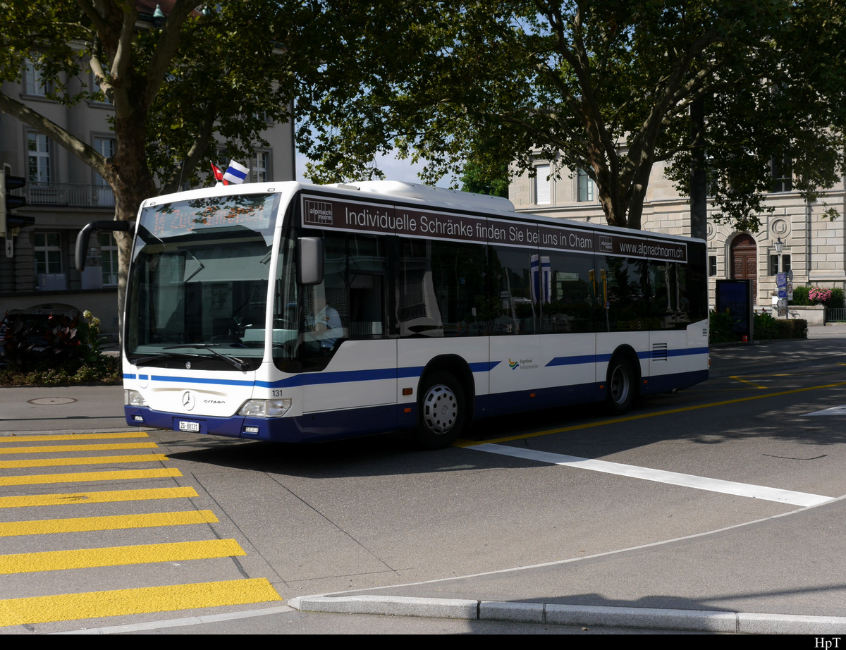 Zugerland - Mercedes Citaro Nr.131 unterwegs in der Stadt Zug am 24.08.2019