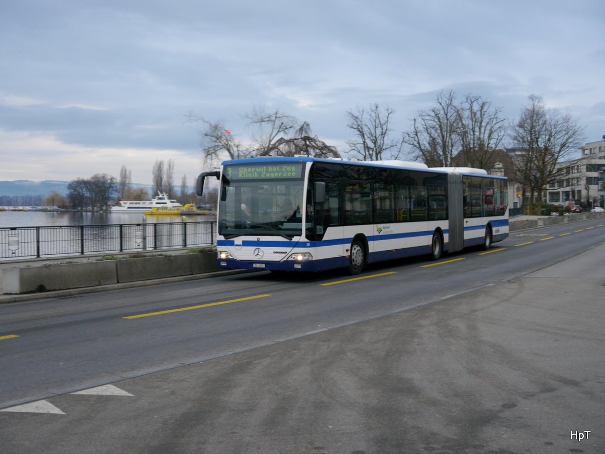 Zugerland - Mercedes Citaro Nr.20  ZG 3370 unterwegs auf der Linie 3 in Zug am 03.02.2018