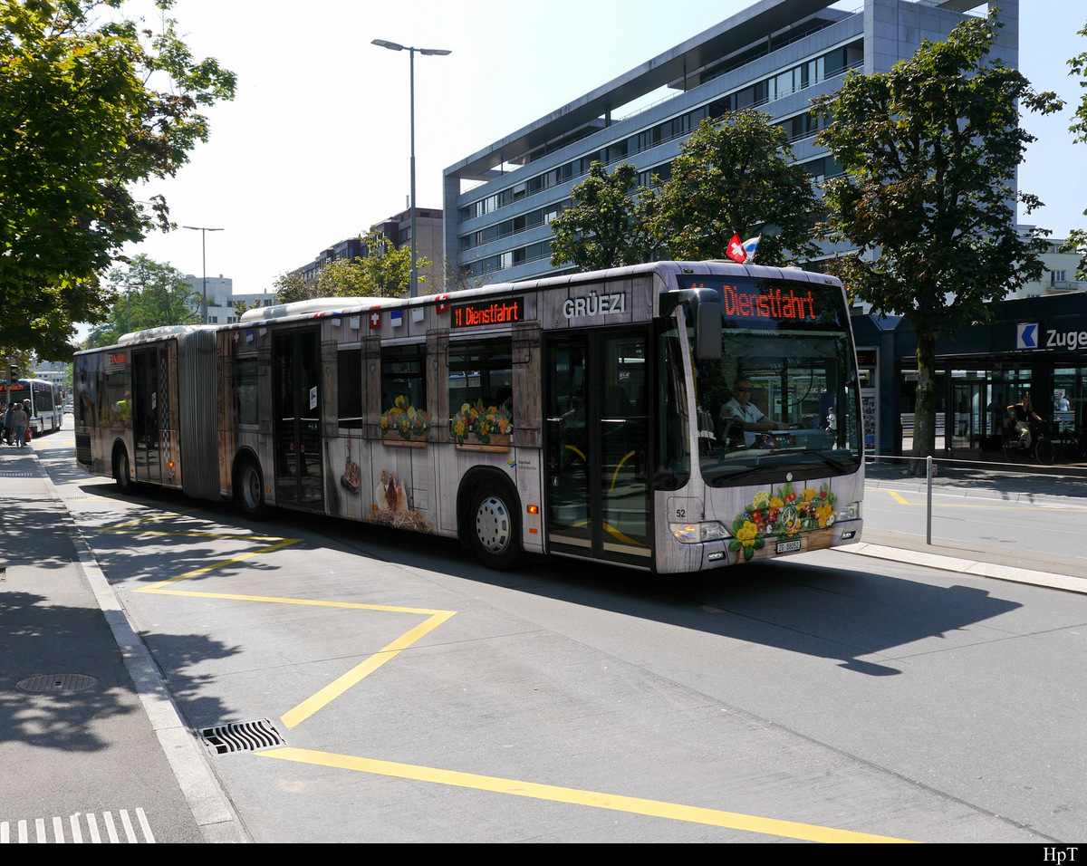 Zugerland - Mercedes Citaro Nr.52 unterwegs in der Stadt Zug am 24.08.2019