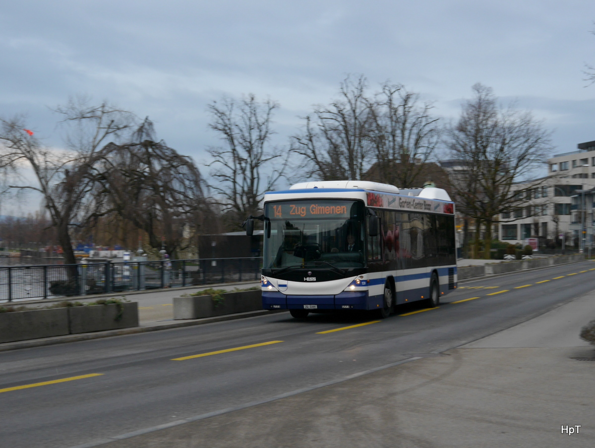 Zugerland - Scania-Hess Nr.139  ZG 8899 unterwegs auf der Linie 14 in Zug am 03.02.2018