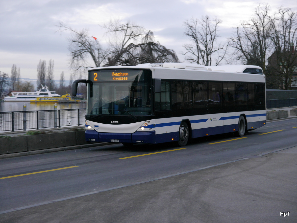Zugerland - Scania-Hess Nr.165   ZG 88165 unterwegs auf der Linie 2  in Zug am 03.02.2018