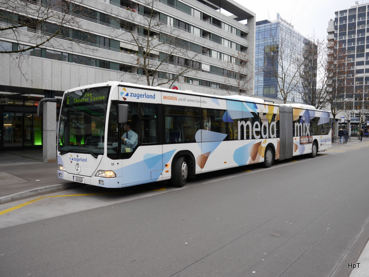 ZVB - Mercedes Citaro  Nr.19  ZG  3369 unterwegs auf der Linie 6 in der Stadt Zug am 01.12.2015