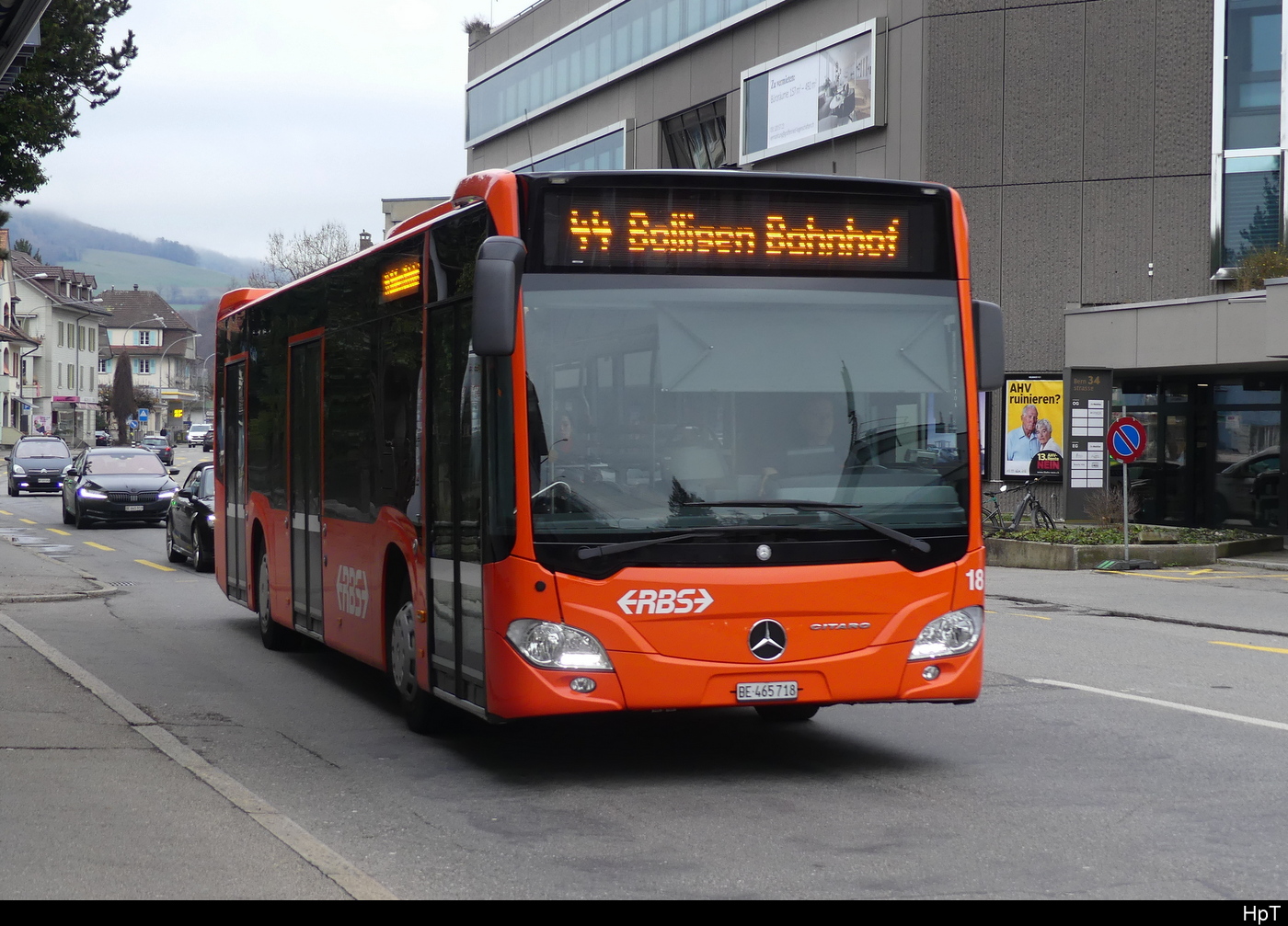 RBS - Mercedes Citaro Nr.18  BE 465718 unterwegs auf der Linie 44 in Ostermundigen am 27.01.2024