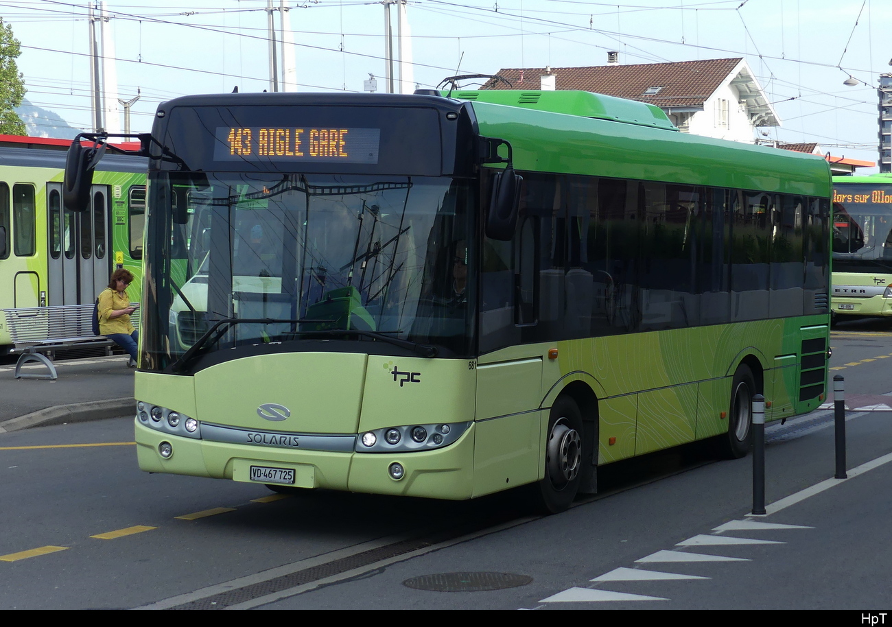 tpc - Solaris Urbino  Nr.681 beim Bahnhof in Aigle am 04.06.2023