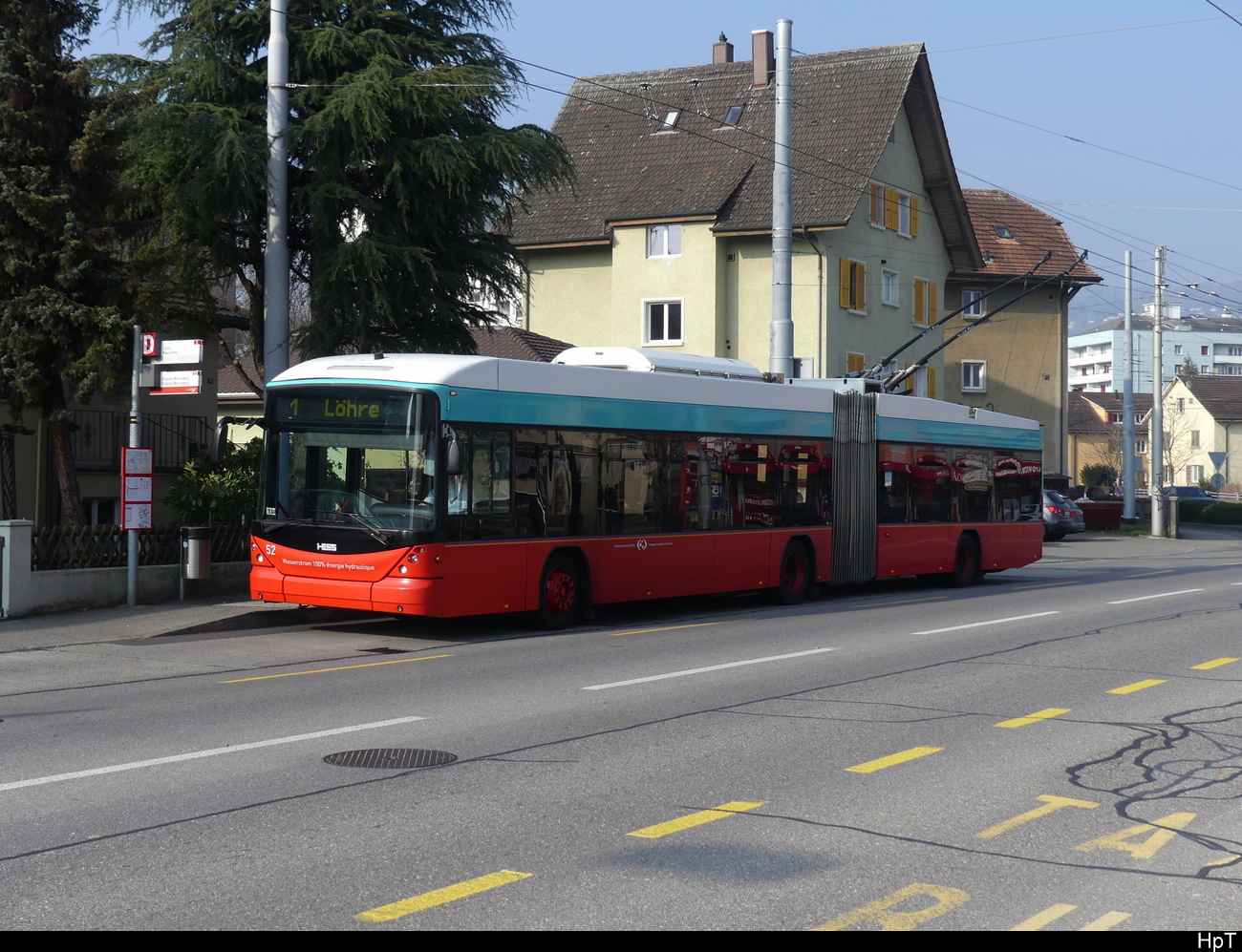 VB Biel - Hess Trolleybus  Nr.52 unterwegs in Biel-Mett am 04.03.2023