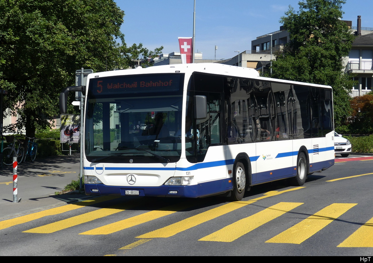 Zugerland - Mercedes Citaro Nr.131  ZG 88131 unterwegs auf der Linie 5 in Zug am 15.07.2023